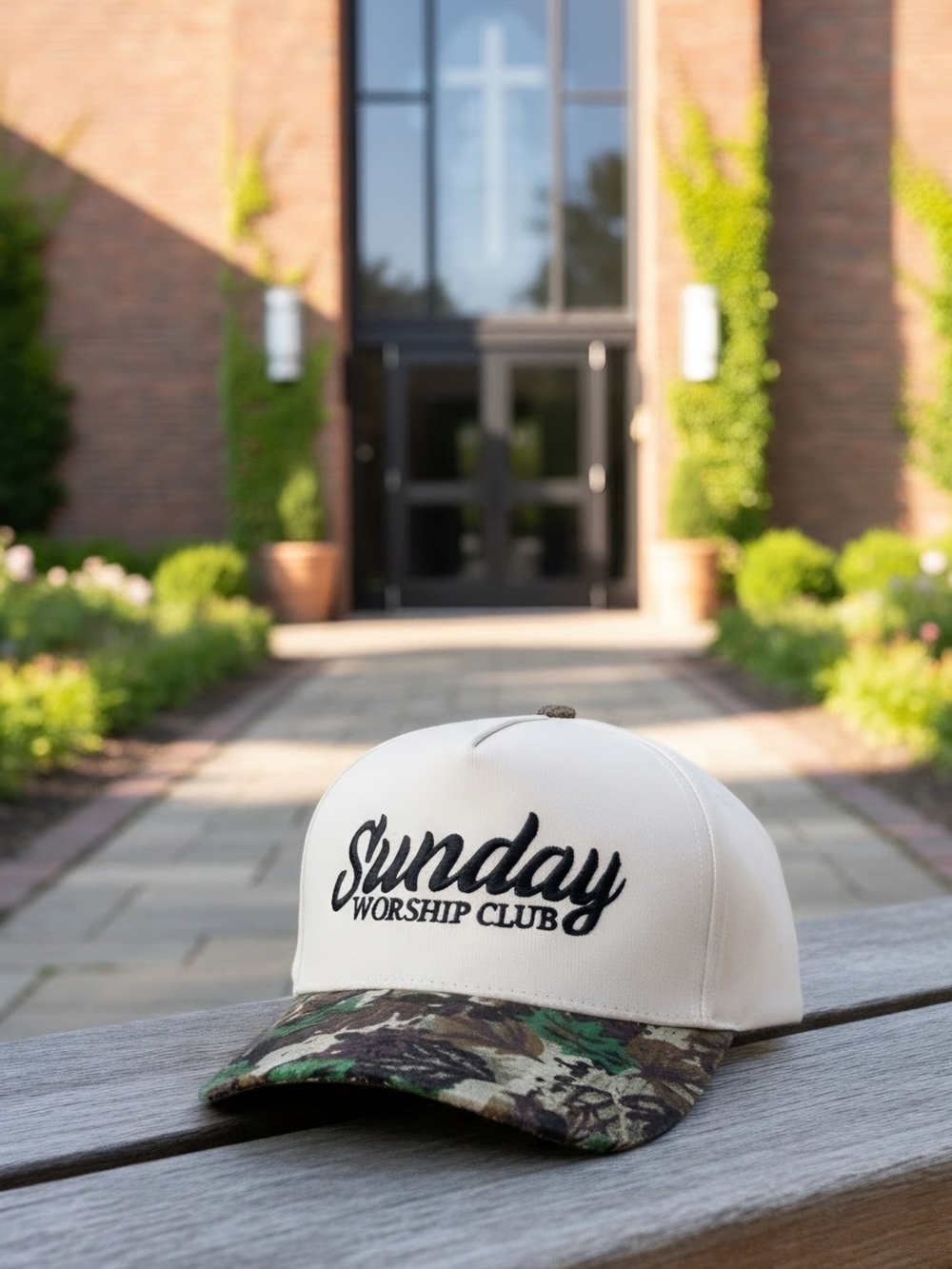 New! Sunday Worship Club Camo Baseball Cap Hat